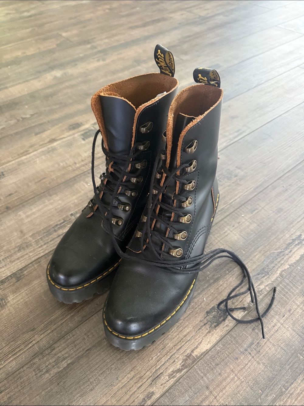 Dr. Martens Black Leather Lace-Up Boots with Air Soles